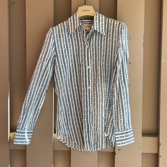 🎀Nili Lotan Kate button up shirt in blue white floral 100% cotton - Picture 3 of 7
